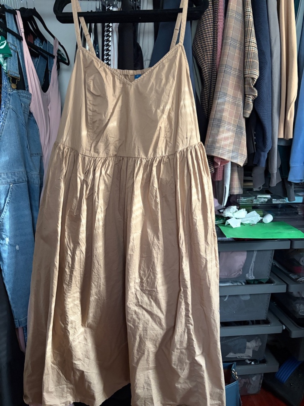 Old Navy Beige/Tan Spaghetti-Strap Maxi Dress